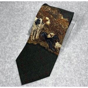 Polo Ralph Lauren Tie Mens Silk Hunting Dogs Print Made in USA Handmade Necktie